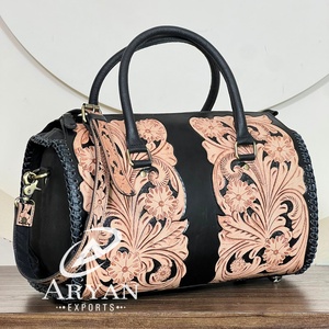 2026 New Hand Tooled Floral Leather Large Duffel <b>Bags</b> Premium Genuine Cowhide Leather <b>Overnight</b> Travel Weekender <b>Bags</b> For Unisex - Product Image 1