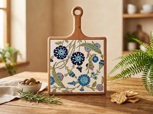 Plateau carré en bois bleu avec longue poignée, idéal pour le service dans les cafés et restaurants, et les cours de cuisine – Vaisselle élégante - Product Image 5