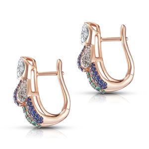 Rose Gold <b>Stud</b> <b>Earrings</b> With Diamond Sapphire And <b>Emerald</b> Luxury Women Party Jewelry - Product Image 2