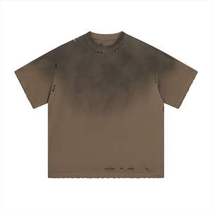 T-shirt Homme Vintage Léger Effet Vieilli Coupe Boxy Délavé à l'Acide Oversize Uni 100% Coton Logo Personnalisé Haute Qualité Respirant - Product Image 1