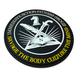 Patch en caoutchouc 3D à coudre, motif en relief, noir avec détails blancs et jaunes, de la marque Immediate Action Fitness Group - Product Image 4