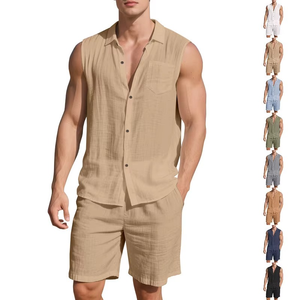 Mens 2-Piece <b>Knitted</b> Polyester/Cotton T-Shirt <b>Set</b> Slim Fit Casual Summer Crew Neck Digital Printing 220-240 Grams Fabric Weight - Product Image 5