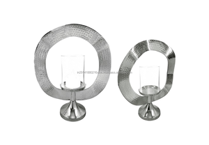 Bougeoir design martelé en aluminium fini argent Pot de cire artisanale Pot votif pour décorations d'éclairage de mariage - Product Image 4
