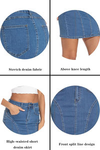 Mini-jupe droite en jean boutonnée avec poches, taille haute décontractée pour femme, style athlétique plissé - Product Image 6