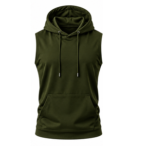 OEM <b>Sleeveless</b> <b>Hoodie</b> Manufacturer Custom Hooded Gym Shirts for Men - Product Image 2