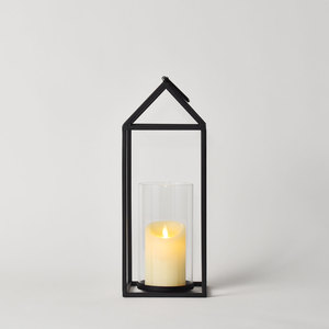 Hot Selling Black Metal Insert Chimney Glass <b>Hurricane</b> <b>Candle</b> Holder Tabletop Lantern for Home and Events Decorations - Product Image 6