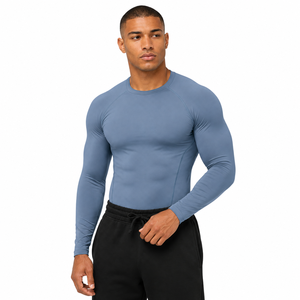 Camiseta de Compresión de Manga Larga Personalizada para Hombre, Spandex/Poliéster, para Gimnasio, Entrenamiento, Deportes, Capa Base, Marca Privada OEM - Product Image 5