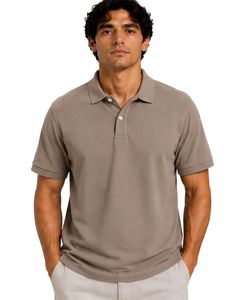 Polo Gris para Hombre, Manga Corta, Tela de Algodón Piqué, Diseño Jacquard Informal, Cuello Camisero, Polo de Lujo Personalizado para Verano - Product Image 1