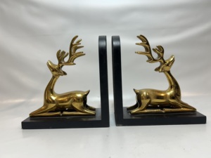 Luxury Gold Finish Aluminium Bookends | Decorative Metal <b>Book</b> <b>Holder</b> <b>Stand</b> for Home Library, Office Desk, Study Table, Bookshelf - Product Image 1