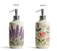 Distributeur de savon en céramique en forme de fleur, accessoires de salle de bain, flacon pompe, design classique, pour comptoir, cuisine, hôtel