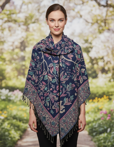 Chal Largo Floral Reversible de Pashmina de Lana Pura para Mujer - Ligero y Transpirable para Uso en Todas las Estaciones - Product Image 4