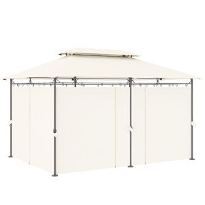 Gazebo da Esterno 3x4m Bianco Crema con Doppio Tetto e Tende per Giardino, Prato, Cortile, Terrazza, Villa, Parco - Product Image 1