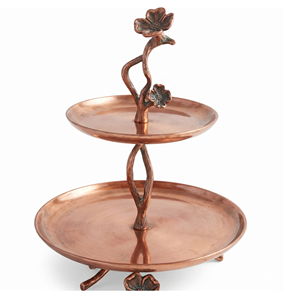 Black Dessert Stand Metal Two-<b>Tier</b> <b>Cake</b> Stand With Floral Design Reusable Dessert Display Tray For Parties <b>Cake</b> Stand - Product Image 5