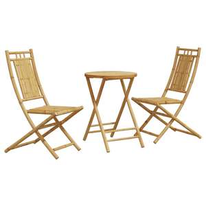 Ensemble bistrot pliable en bambou naturel de taille moyenne pour jardin - Product Image 2