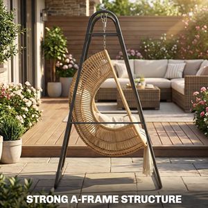 Heavy Duty Solid Steel a Frame Black <b>Hammock</b> Chair Stand Only for Outdoor & Park Supports Hanging <b>Hammock</b> & Egg Chair up 330 LBS - Product Image 4
