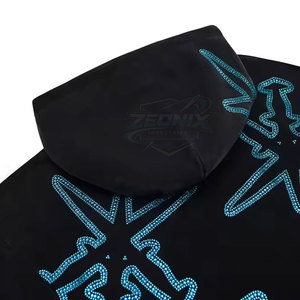 Prix raisonnable, service OEM, haute qualité, sweats à capuche en coton 100% pour hommes, style unique, respirant, avec strass pour l'hiver - Product Image 5