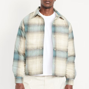<b>Men</b> Shacket Button Front <b>Long</b> Sleeve Casual Overshirt Breathable Quick-Dry Windproof Soft Comfortable Warm <b>Jacket</b> - Product Image 1