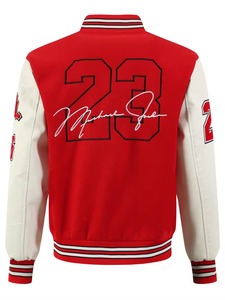 Custom Embroidered <b>Men's</b> Red White 100% Cotton Breathable Eco-Friendly High Street Varsity Baseball Letterman <b>Jacket</b> OEM - Product Image 6