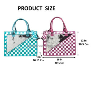 2026 New Arrival Checkered Genuine <b>Leather</b> Handbag Cowhide Tote Bag Women's Shoulder Bag with Adjustable Strap for Everyday Uses - Product Image 2