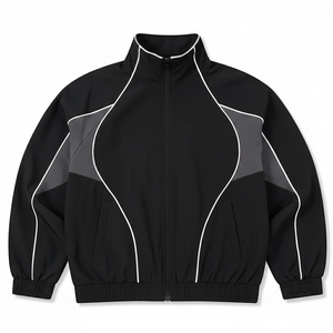 Most Demanding Custom Logo <b>Black</b> Men's Nylon Wind Breaker Panel With Pants Sets For Summer Quick Dry Streetwear Zipper Jackets - Product Image 2