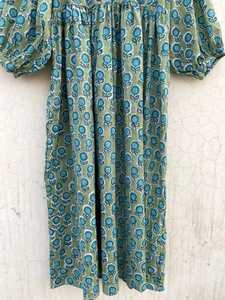 Vestido Maxi con Estampado Floral para Mujer, Estilo Boho, Corte Holgado, Manga 3/4 Abullonada, Cuello con Lazo, Vestido Maxi de Algodón Tejido Informal de Verano - Product Image 3