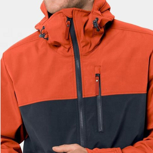 Custom Men's <b>Waterproof</b> Softshell <b>Jacket</b> Hooded Windproof Outdoor Hiking Mountain Coat Contrast Colour Technical <b>Parka</b> Orange - Product Image 3