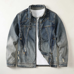 Veste en jean en toile pour homme, nouvelle collection, très tendance, décontractée, classique, avec capuche et logo frontal, élastique - Product Image 3