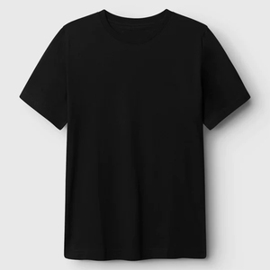 T-shirt noir uni pour homme, design personnalisé, manches courtes, pull-over, tissu jersey surdimensionné, poids 240 grammes - Product Image 1