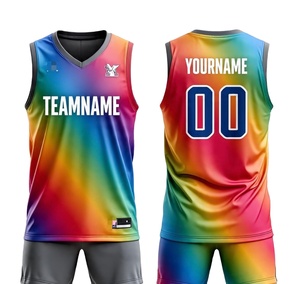 Ensembles d'uniformes de basketball sans manches en maille 100 % polyester, design OEM, pour hommes et femmes, avec logo d'équipe personnalisé imprimé par sublimation - Product Image 1