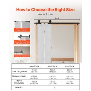 Kit Binario per Porta Scorrevole a Soffietto Bi-Folding 52'' Montaggio Superiore Resistente Facile da Installare Scorrimento Fluido e Silenzioso - Product Image 6
