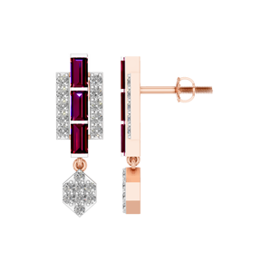 Moderno elegante Baguette rubí natural pendientes de gota de diamante de moda 14K 18K amarillo Rosa Blanco chapado en oro para Bodas de compromiso - Product Image 5