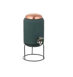 Distributeur d'eau en cuivre martelé de qualité supérieure 10L avec support et couvercle en laiton, pot métallique ayurvédique traditionnel avec robinet en laiton anti-fuite - Product Image 5