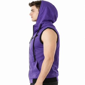 Débardeur à capuche pour homme, style classique, respirant, séchage rapide, col en V, polyester/coton/spandex, vêtements de sport, entraînement, gym, streetwear - Product Image 3