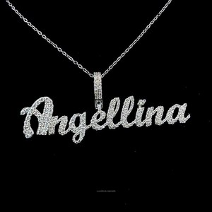 Colgante de Moissanita Personalizado con Nombre en Cursiva, de Lujo, Estilo Hip Hop, Regalo para Fiesta, de Plata de Ley 925, Joyería Fina, Colgantes y Dijes - Product Image 3