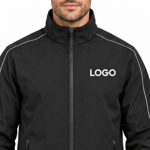 Chaqueta Softshell Negra Personalizada para Hombre, Cortavientos, con Cuello Alto y Cierre de Cremallera, con Cinta Reflectante, Informal - Product Image 5