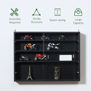 Vetrina da Parete a 5 Ripiani in Vetro Nero con 2 Ante in Vetro e 4 Ripiani Regolabili - Product Image 6