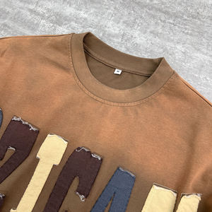 T-shirt personnalisé de haute qualité, coupe ample et oversize, avec broderie graphique, style streetwear, effet délavé, double couche, manches longues - Product Image 3