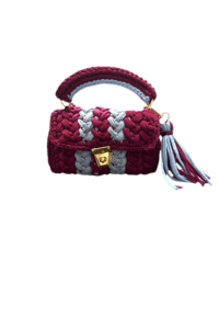 Handcrafted Cotton Maroon & Grey Crochet Crossbody <b>Sling</b> Handbag <b>for</b> <b>Women</b> | Party & Casual Shoulder <b>Bag</b> with Gold Chain Tassel - Product Image 4