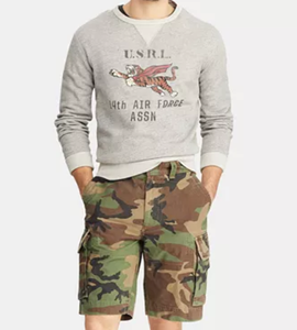 Men's Camouflage Cargo Shorts Mid Waist Button Fly 100% Cotton Canvas Breathable Bermuda Shorts Casual Style - Product Image 3