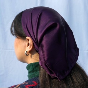 Custom <b>Womens</b> Silk Satin <b>Head</b> <b>Scarf</b> Floral Printed and Solid Color Square Bandana Hair Wrap Vintage Headscarf - Product Image 1