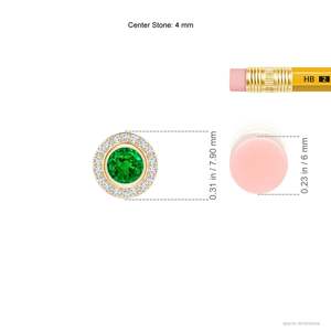 14K <b>Solid</b> <b>Gold</b> Natural Round Emerald Bezel-Set <b>Pendant</b> With Diamond Halo Classic Fine Jewellery Anniversary Gift For Her 2026 - Product Image 2
