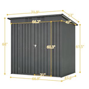 Caseta de Almacenamiento para Exteriores Resistente a la Intemperie de 6 x 4 pies, Color Negro, para Jardín, Patio Trasero o Césped - Product Image 2