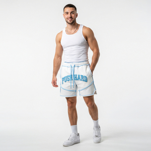 Wholesale Men's Drawstring Waist Shorts Custom Chenille Embroidered Front Letter Fleece Shorts Casual Jogging Wear Solid Vintage - Product Image 3