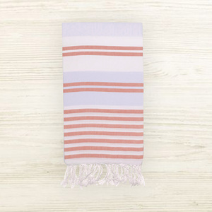 Toalla Fouta Ecológica de Algodón Sostenible con Rayas Azules y Flecos Blancos, Lisa, Lavable, Textil para el Hogar - Product Image 2