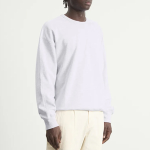 Sweat-shirt blanc surdimensionné pour homme, col rond, couleur unie, en molleton de coton, pull à manches longues, style décontracté streetwear, mode automne-hiver - Product Image 2