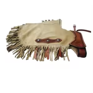 Polainas de Cuero Blanco Premium para Montar a Caballo Estilo Vaquero Occidental con Flecos, Hechas a Mano, para Rodeo, Equitación, Protección de Piernas, Equipo de Rancho - Product Image 2