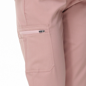 Women Pink <b>Scrub</b> <b>Top</b> With Notched Collar And Pockets Hospital Uniform Blouse - Product Image 3