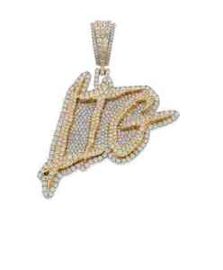 Colgante de Moissanita con Diseño Personalizado y Perla de Agua Dulce |   Colgante con gesto de mano helada |   Joyería Hip Hop de Dos Tonos VVS1 Color D GRA - Product Image 1