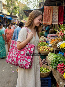 Bolso de Hombro Grande Bohemio para Mujer, Acolchado Floral con Estampado Artesanal, Ligero, para Verano y Otoño - Product Image 3