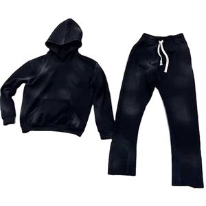 ชุดวอร์มขาบานแบบสั่งทำชุดวอร์มแบบรูดซิปขึ้น500 GSM ขาตรงปักลายเสื้อยืดมีฮู้ดและกางเกงขายาว - Product Image 3